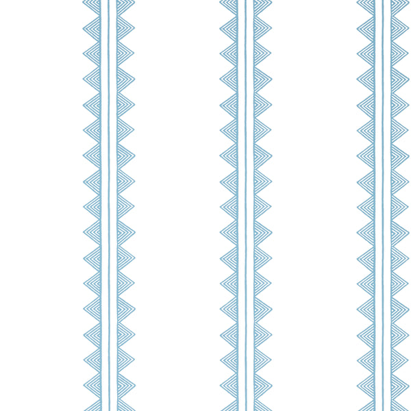 Agave Stripe French Blue - White Wallcovering | Thibaut