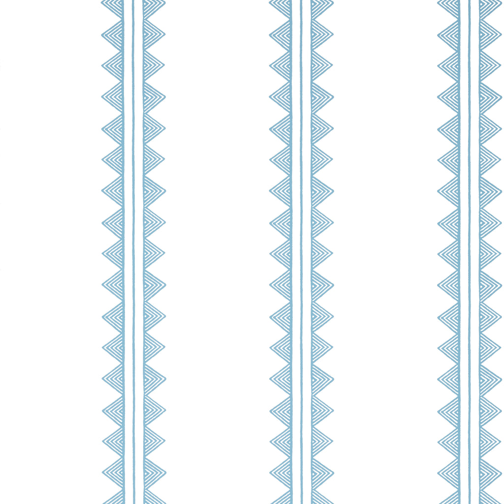 Agave Stripe French Blue - White Wallcovering | Thibaut
