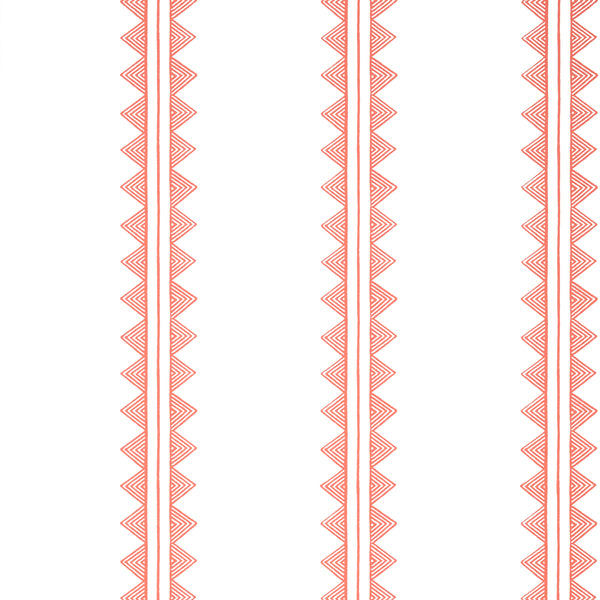 Agave Stripe Coral - White Wallcovering | Thibaut