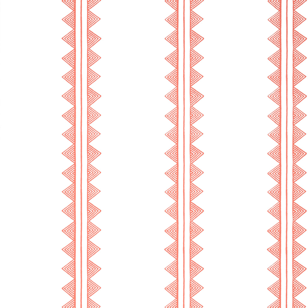 Agave Stripe Coral - White Wallcovering | Thibaut
