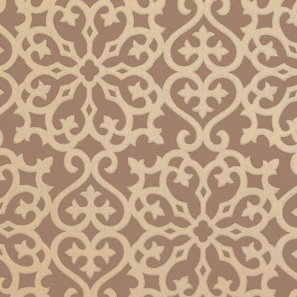 Allison Metallic on Brown - Metallic on Brown Wallcovering | Thibaut