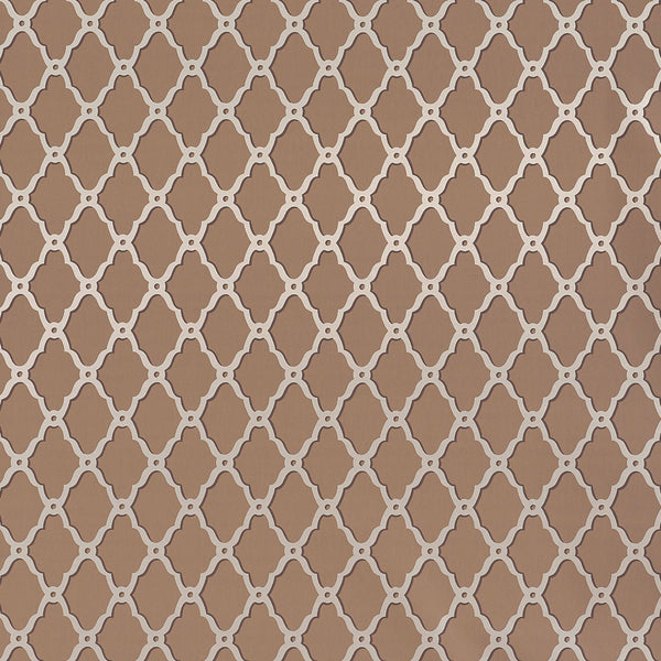 Rothbury Trellis Metallic on Cocoa - Taupe Wallcovering | Thibaut