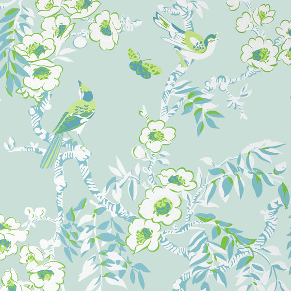 Yukio, Spa Blue Wallcoverings | Thibaut