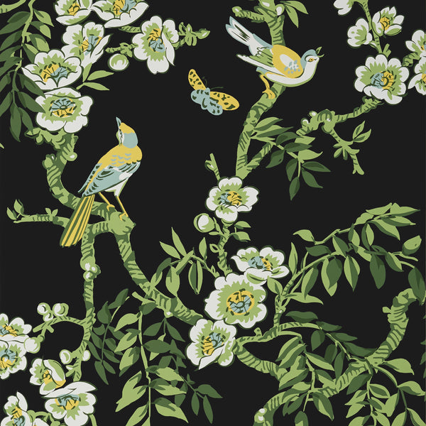Yukio, Black Wallcoverings | Thibaut