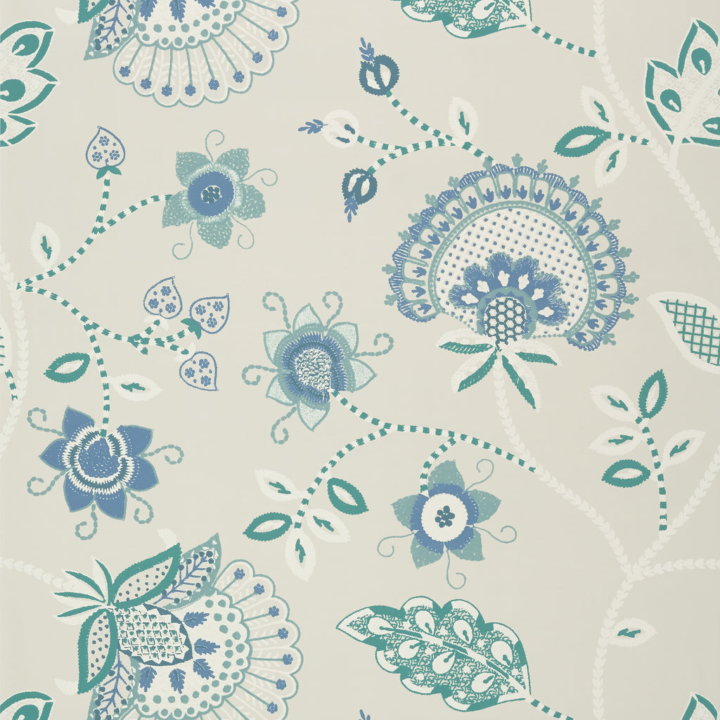 Portofino Blue and Aqua - Blue and Aqua Wallcovering | Thibaut