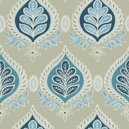 Midland Aqua and Beige - Aqua and Beige Wallcovering | Thibaut