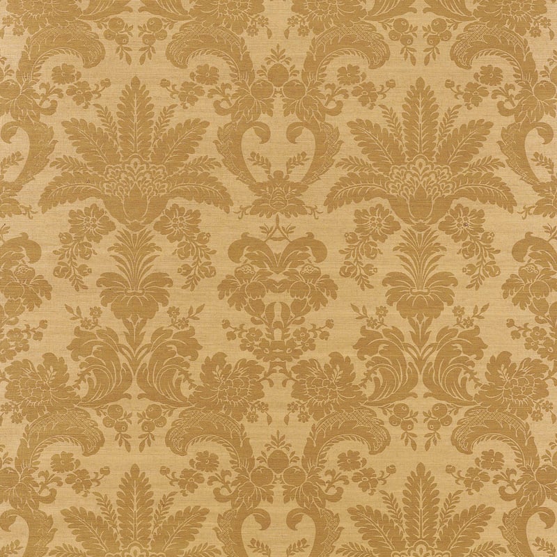West Indies Damask, Metallic Gold on Camel