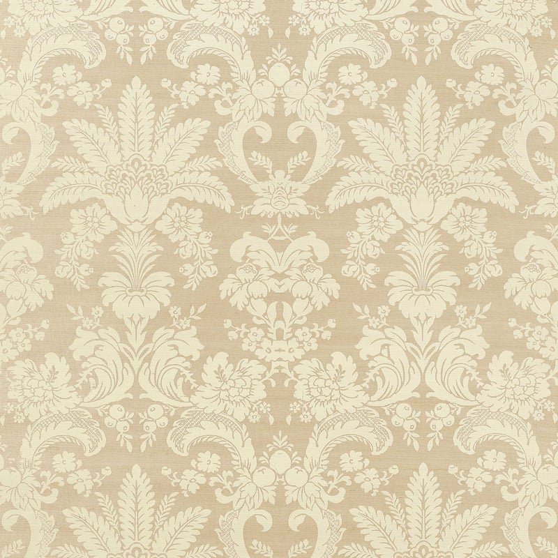 West Indies Damask, Cream on Beige