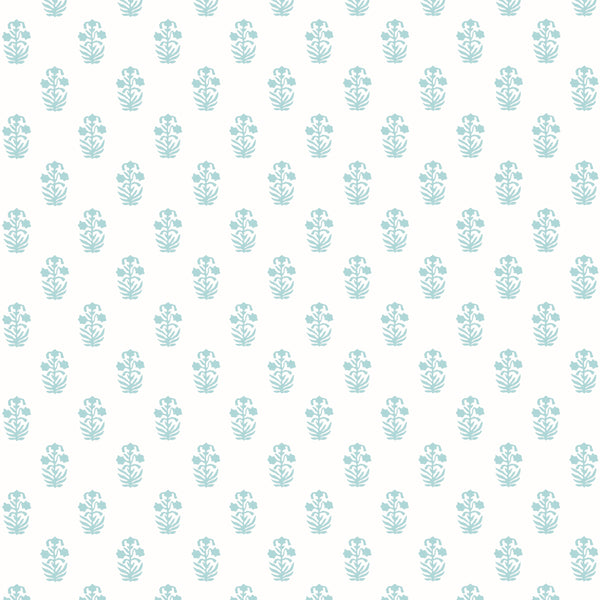 Corwin Seaglass on White - White Wallcovering | Thibaut
