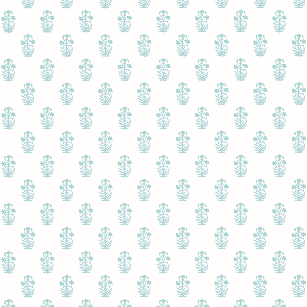 Corwin Seaglass on White - White Wallcovering | Thibaut
