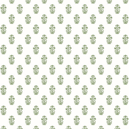 Corwin Green on White - White Wallcovering | Thibaut
