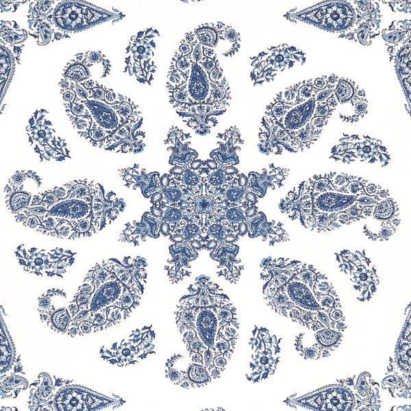 East India Blue and White - White Wallcovering | Thibaut