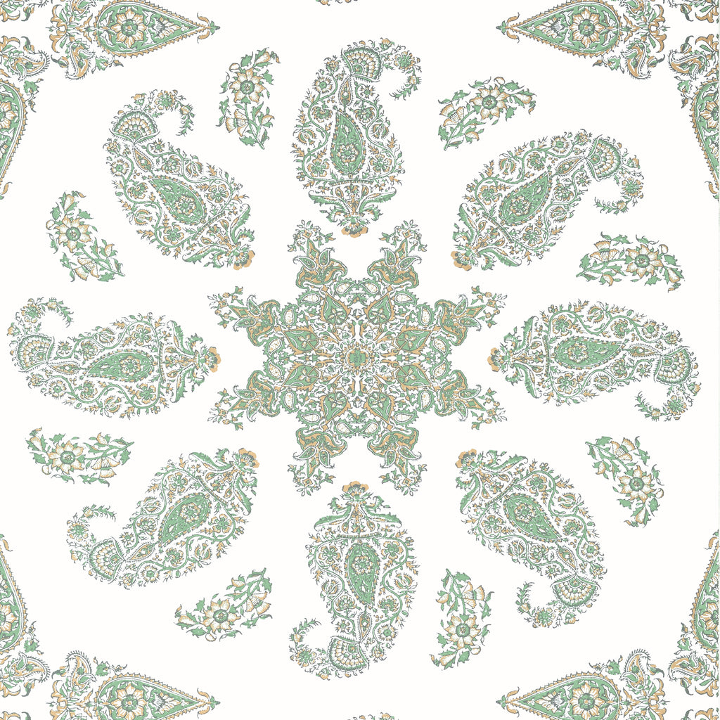 East India Green and White - White Wallcovering | Thibaut