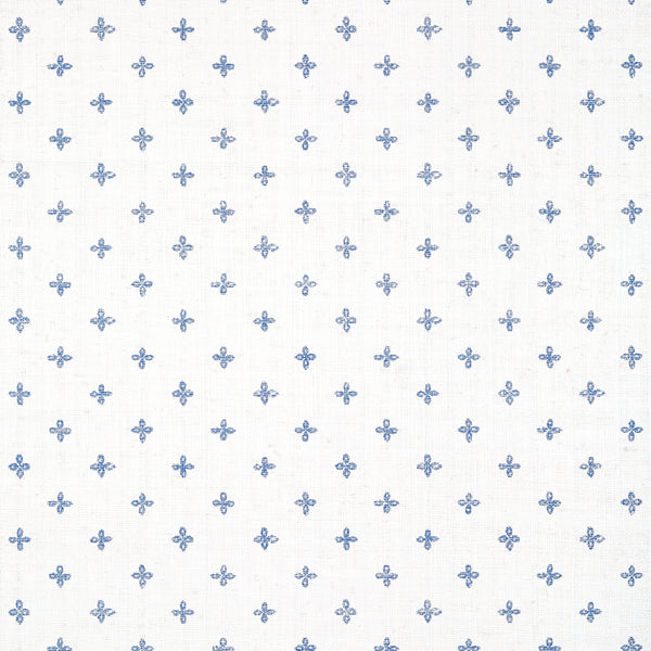 Bethany Navy on White - White Wallcovering | Thibaut