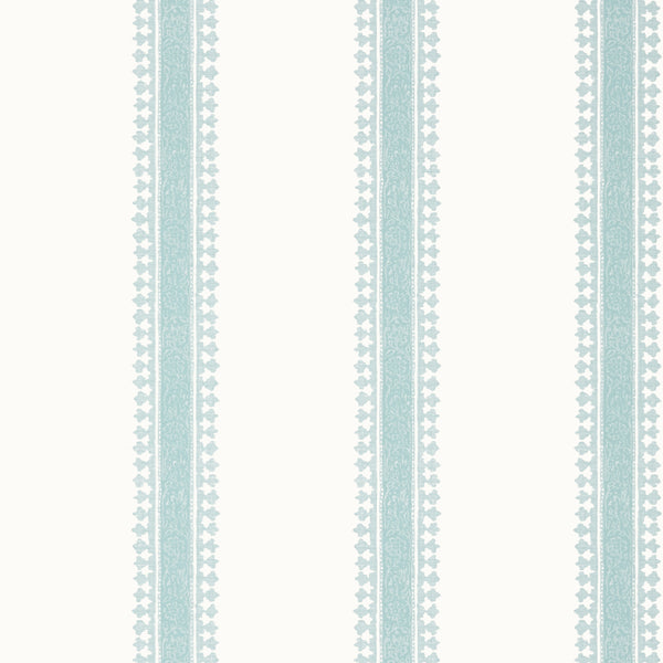 Cambridge Stripe Seaglass - Ivory Wallcovering | Thibaut