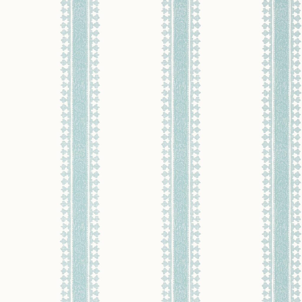 Cambridge Stripe Seaglass - Ivory Wallcovering | Thibaut