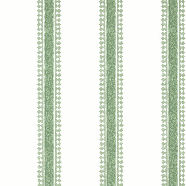 Cambridge Stripe Green - Green Wallcovering | Thibaut