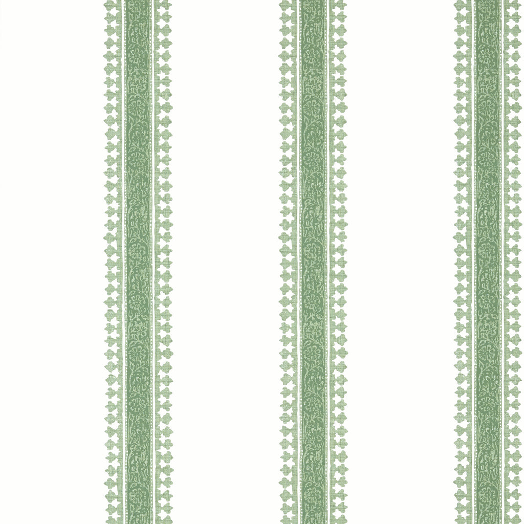 Cambridge Stripe Green - Green Wallcovering | Thibaut