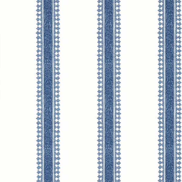 Cambridge Stripe Blue - Ivory Wallcovering | Thibaut