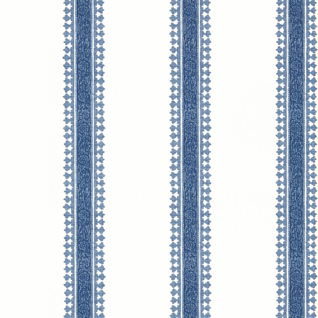 Cambridge Stripe Blue - Ivory Wallcovering | Thibaut