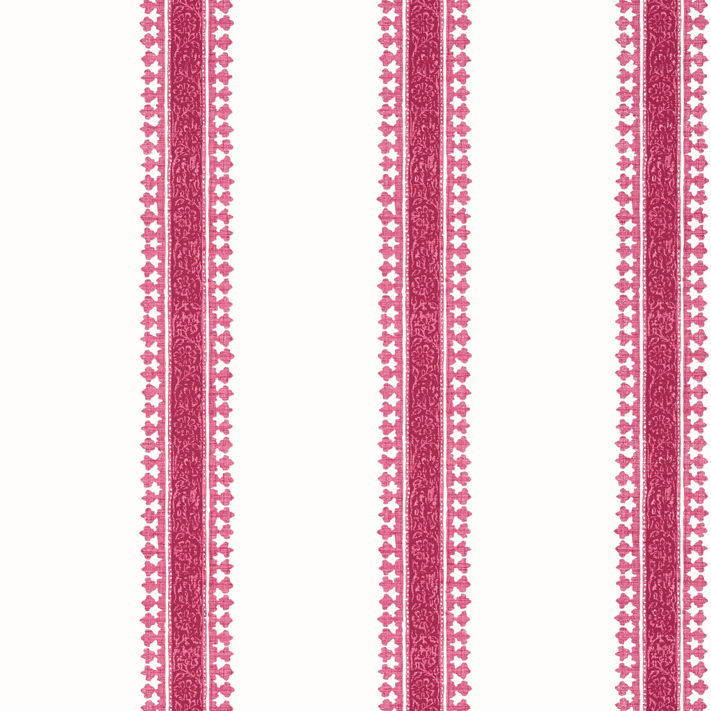 Cambridge Stripe Raspberry - Raspberry Wallcovering | Thibaut