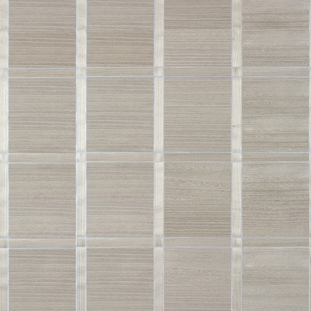 Wood Panel Taupe and Metallic Silver - Silver Wallcovering | Thibaut