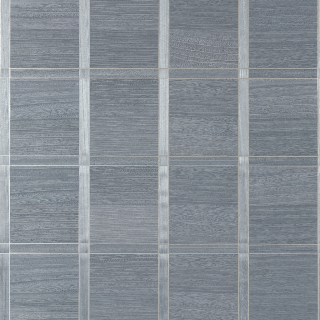 Wood Panel Cadet and Metallic Pewter - Pewter Wallcovering | Thibaut