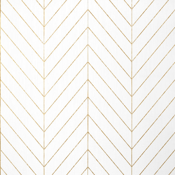 Land Bridge White and Metallic Gold - Gold Wallcovering | Thibaut
