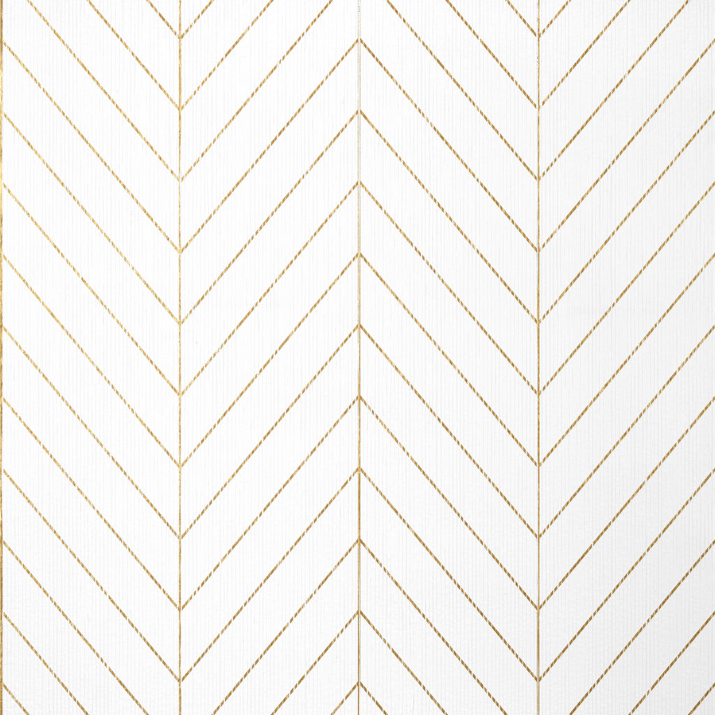 Land Bridge White and Metallic Gold - Gold Wallcovering | Thibaut