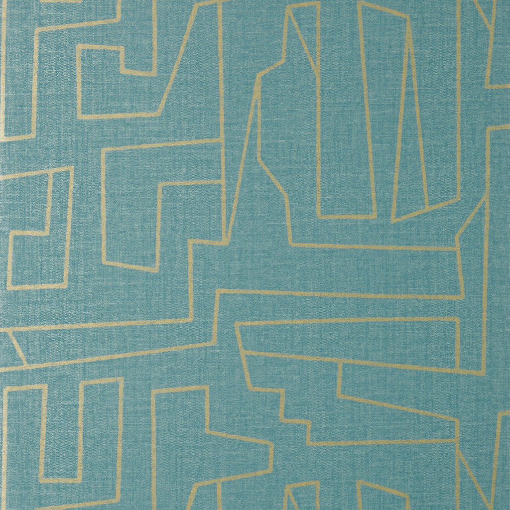 Matrix Thibaut MATRIX - Metallic Gold and Teal Wallcovering | Thibaut