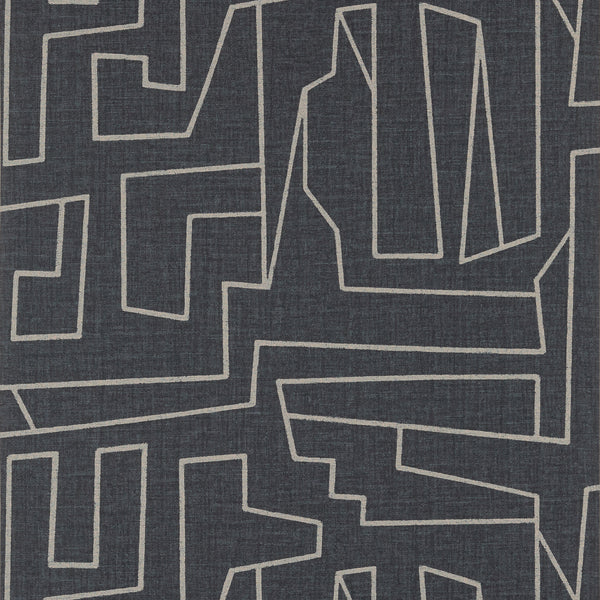 Matrix Thibaut Matrix - Off White on Black Wallcovering | Thibaut
