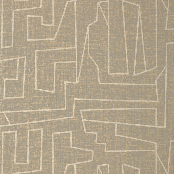Matrix Thibaut Matrix - Metallic Gold and Grey Wallcovering | Thibaut