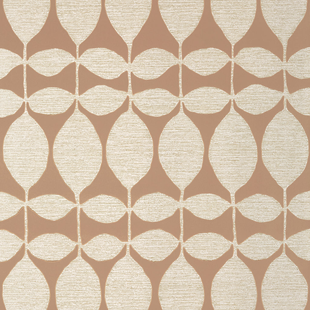 Lola Metallic Pewter on Rust - Rust Wallcovering | Thibaut