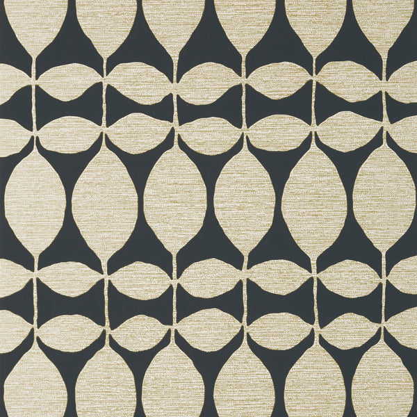Lola Metallic Gold on Black - Black Wallcovering | Thibaut