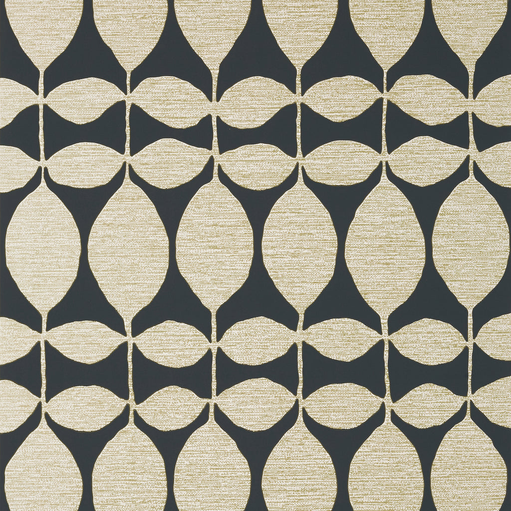 Lola Metallic Gold on Black - Black Wallcovering | Thibaut