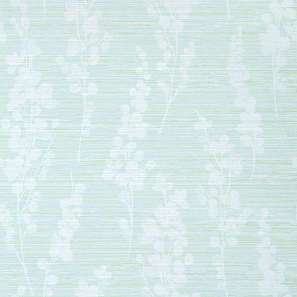 Spring Blooms Soft Green and Blue - Blue Wallcovering | Thibaut
