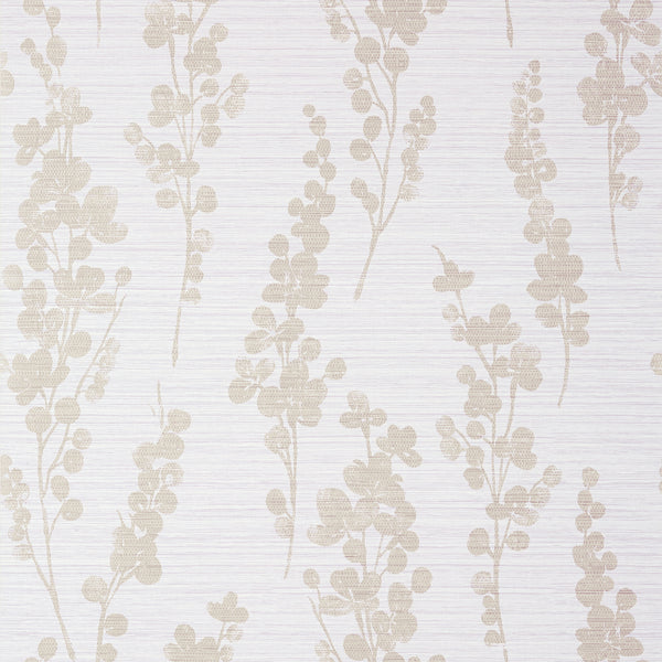 Spring Blooms Metallic Pewter on Lavender - Lavender Wallcovering | Thibaut
