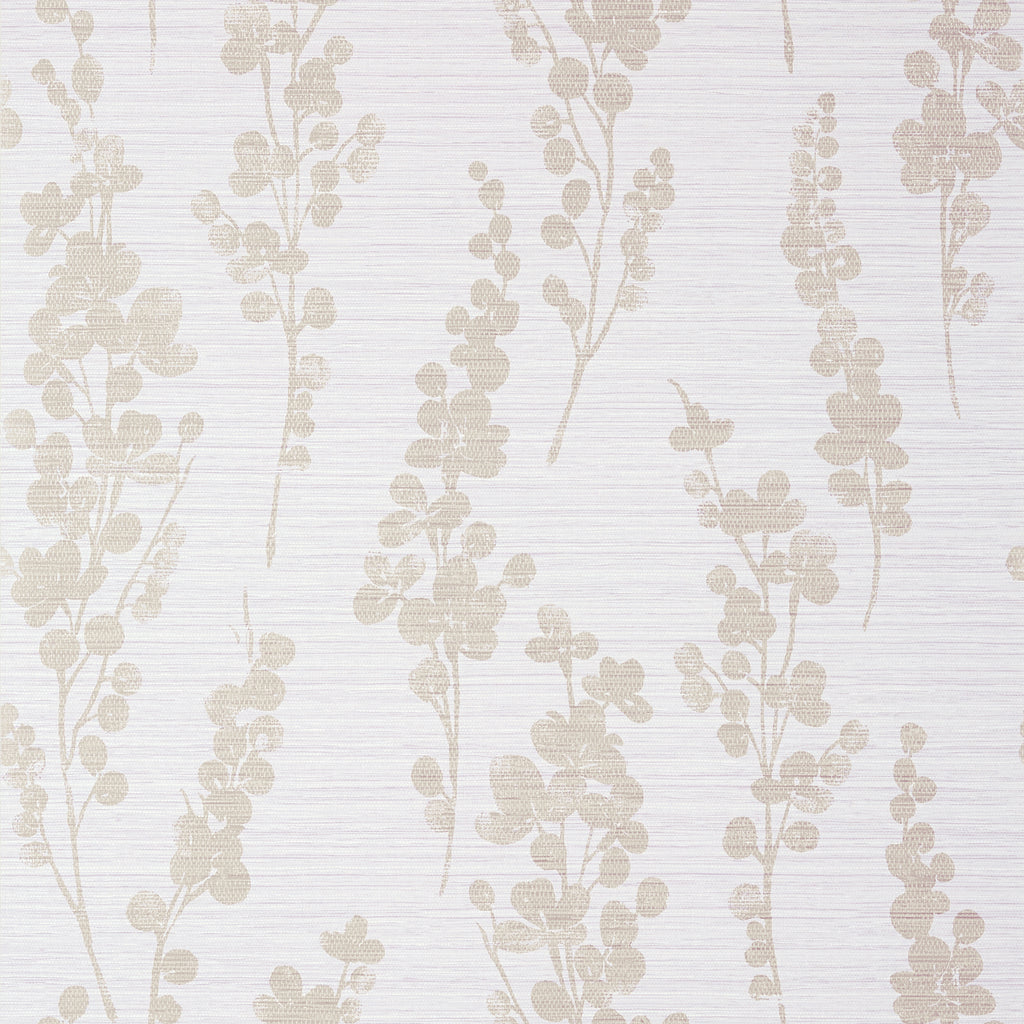 Spring Blooms Metallic Pewter on Lavender - Lavender Wallcovering | Thibaut
