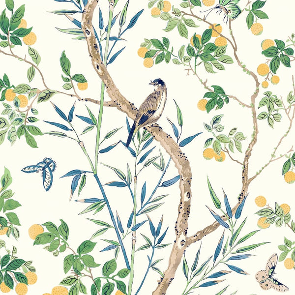Claire Yellow and Navy - Navy Wallcovering | Thibaut