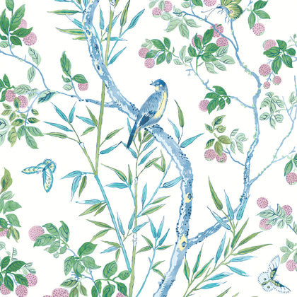 Claire Blue and Green - Green Wallcovering | Thibaut