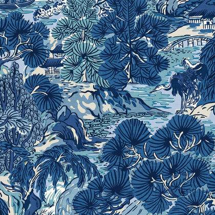 Pagoda Trees Blues - Blues Wallcovering | Thibaut