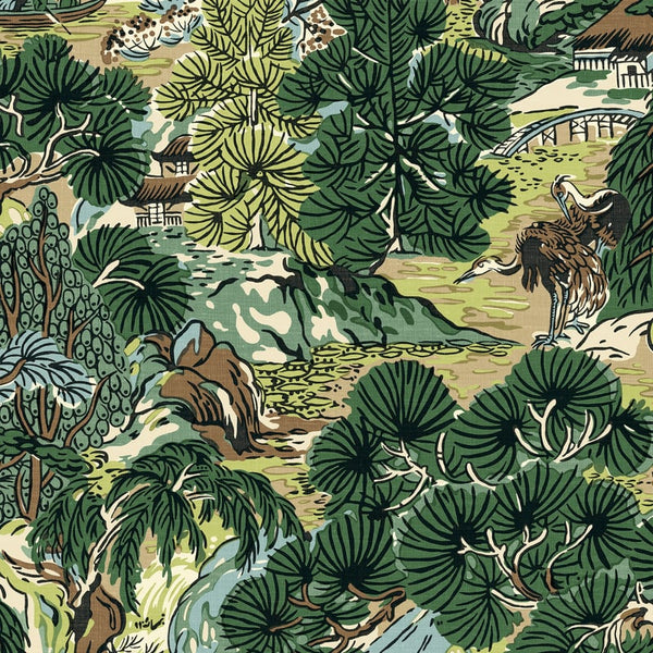 Pagoda Trees Brown and Green - Green Wallcovering | Thibaut