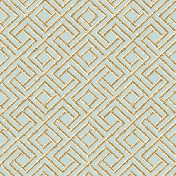 French Lattice Blue and Beige - Beige Wallcovering | Thibaut