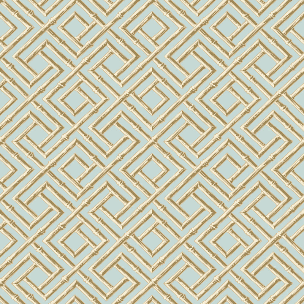 French Lattice Blue and Beige - Beige Wallcovering | Thibaut