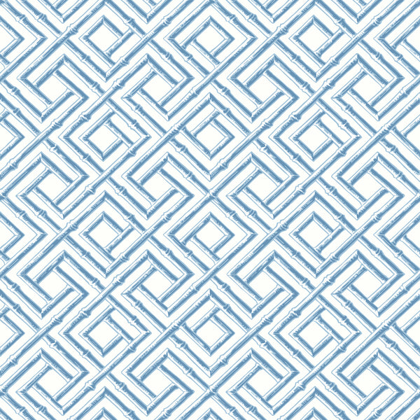 French Lattice Blue - Blue Wallcovering | Thibaut