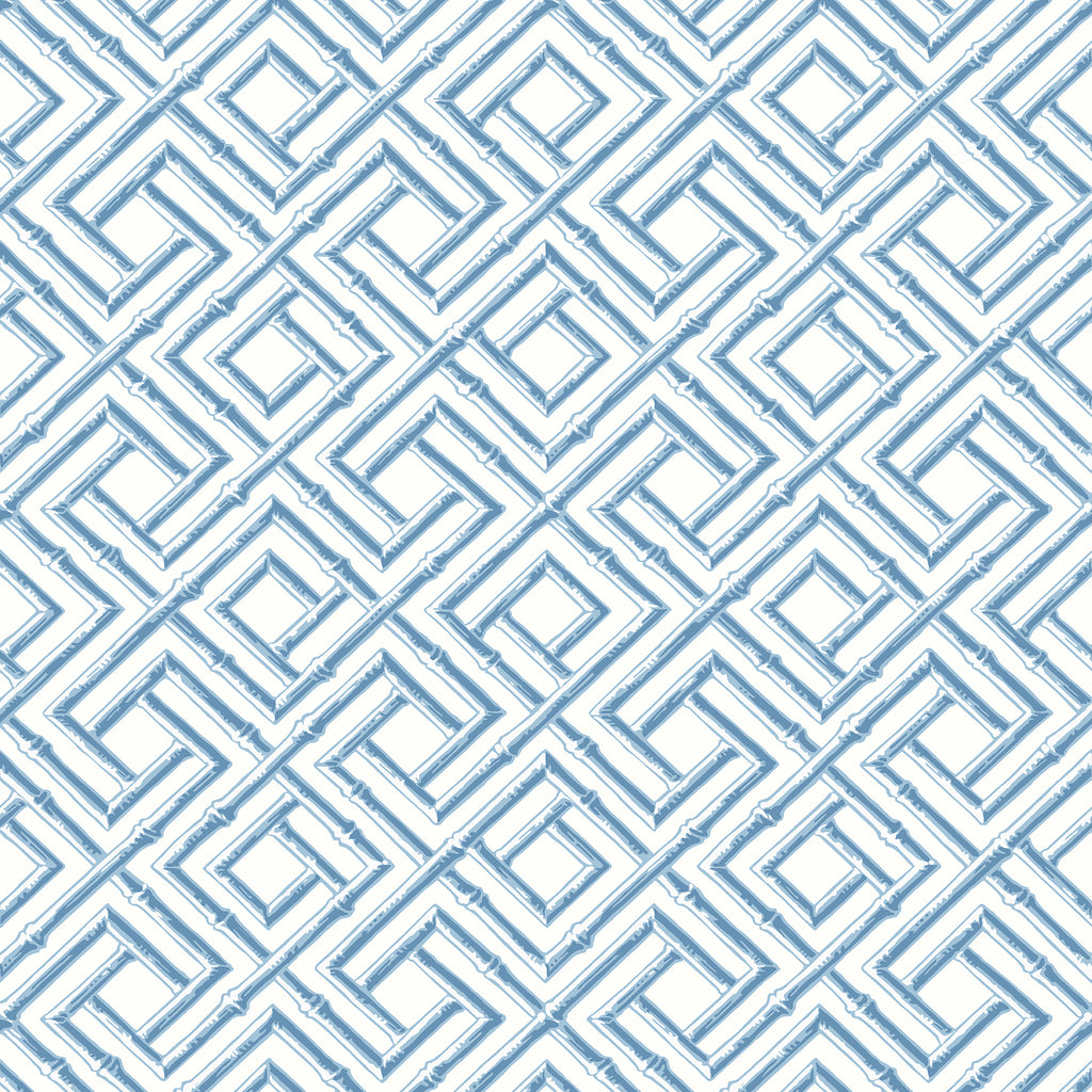 French Lattice Blue - Blue Wallcovering | Thibaut