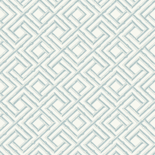French Lattice Spa Blue - Blue Wallcovering | Thibaut