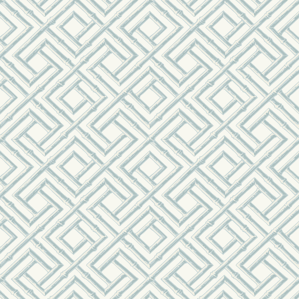 French Lattice Spa Blue - Blue Wallcovering | Thibaut