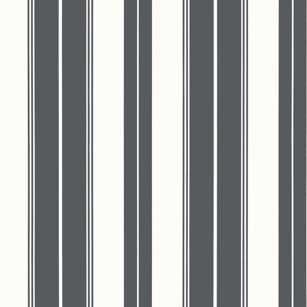 Norfolk Stripe Charcoal Black - Black Wallcovering | Thibaut