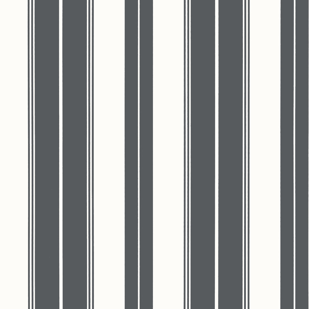 Norfolk Stripe Charcoal Black - Black Wallcovering | Thibaut